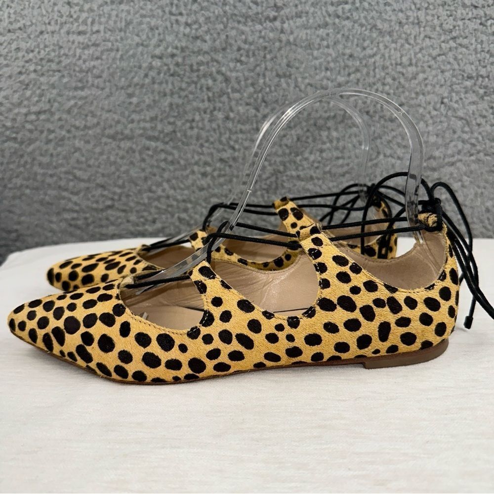 Loeffler Randall Shoes Womens 7B Ambra Laceup Cheetah Print Calf Hair Leather